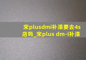 宋plusdmi补漆要去4s店吗_宋plus dm-i补漆